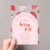 Berry eerste verjaardagsfeest 1e aardbeienboog acryl uitnodigingen (Insitu (Draagbaar))