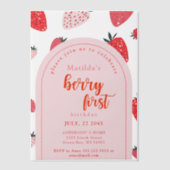 Berry eerste verjaardagsfeest 1e aardbeienboog vellum uitnodigingen (Voorkant)