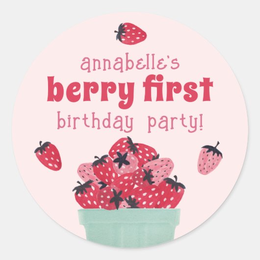 Berry eerste verjaardagsfeest aardbeien Stickers (Voorkant)