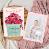 Berry Eerste Verjaardagsfeest met Foto Aardbei Kaart