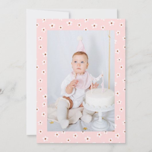 Berry Eerste Verjaardagsfeest met Foto Aardbei Kaart (Achterkant)