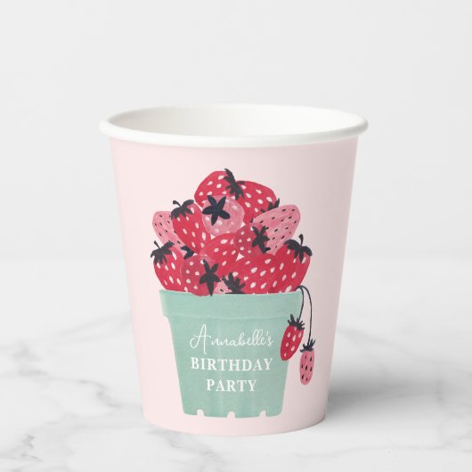 Berry Eerste Verjaardagsfeestje Aardbei Papieren Bekers (Voorkant)