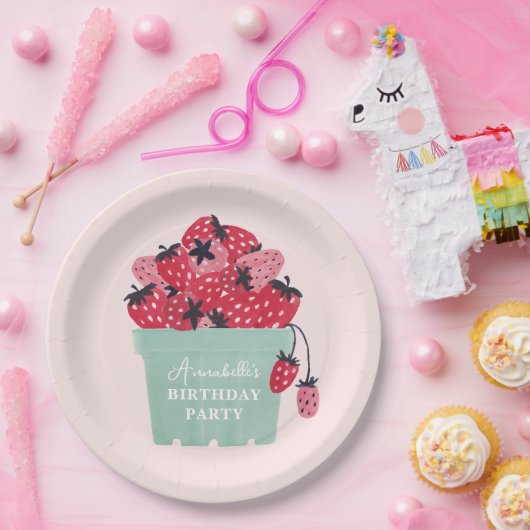 Berry Eerste Verjaardagsfeestje Aardbei Papieren Bordje (Feest)