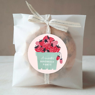 Berry Eerste Verjaardagsfeestje Aardbei Ronde Sticker