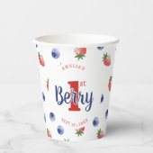 Berry eerste verjaardagsfeestje aardbeien & bosbes papieren bekers (Voorkant)
