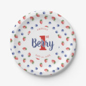 Berry eerste verjaardagsfeestje aardbeien & bosbes papieren bordje (Voorkant)