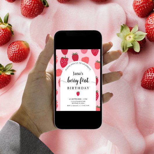 Berry eerste verjaardagsfeestje | Rode & Roze Aard Kaart