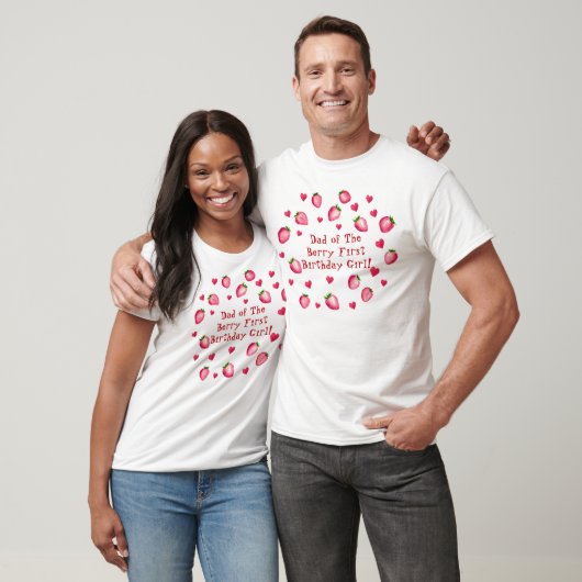 Berry eerste verjaardagsfeestje Strawberry Hearts T-shirt (Unisex)