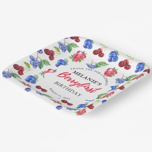 Berry Eerste Verjaardagspapier Bord (Gebogen)