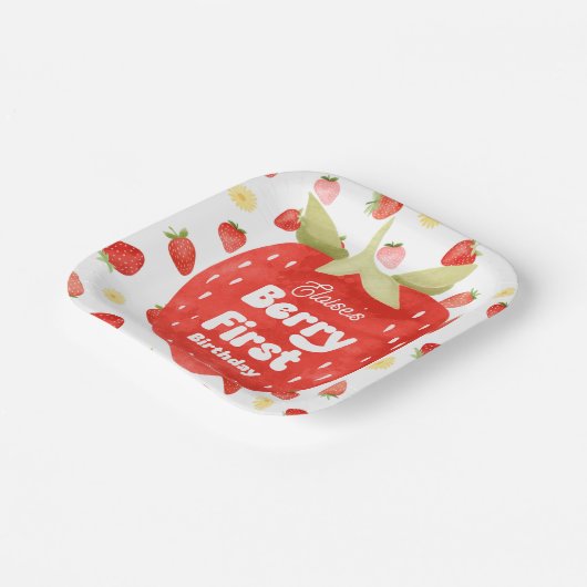 Berry Eerste Verjaardagspapier Borden Papieren Bordje (Gebogen)