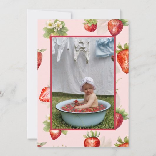 Berry eerste Waterverf aardbei 1e verjaardag Kaart (Achterkant)