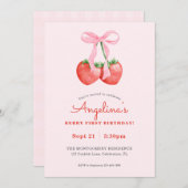 Berry eerste Waterverf aardbei 1e verjaardag Kaart (Voorkant / Achterkant)