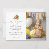 Berry Eerste Waterverf Aardbei Verjaardagsfoto Bedankkaart (Voorkant)