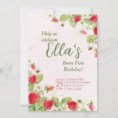 Berry eerste zomer aardbei Verjaardag uitnodiging (Voorkant)