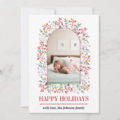 Berry en bladarch Prettige feestdagen kerstfoto Feestdagenkaart (Voorkant)