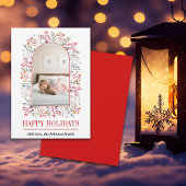 Berry en bladarch Prettige feestdagen kerstfoto Feestdagenkaart