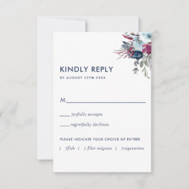 Berry en Blue Floral met/zonder maaltijdopties RSV RSVP Kaartje