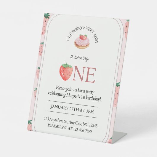 Berry enthousiast over bocht 1 reclamebord met voetstuk (Voorkant)