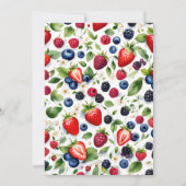 Berry Exited Watercolor Strawberry Bridal Shower Kaart (Achterkant)