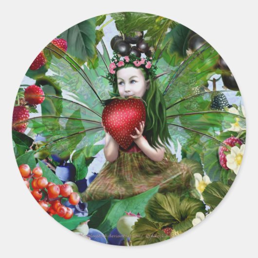Berry Fairy Ronde Sticker (Voorkant)