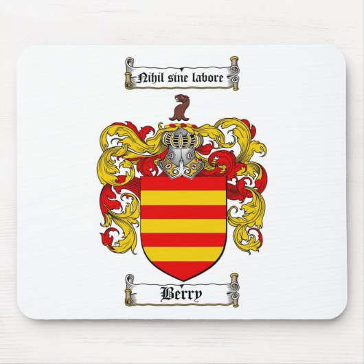 BERRY FAMILY CREST - BERRY COAT OF ARMS MUISMAT (Voorkant)