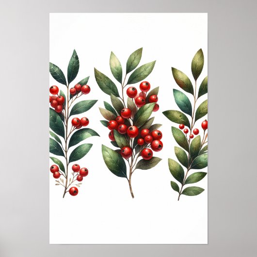 Berry Festive - Lush Winterberry Branches Poster (Voorkant)