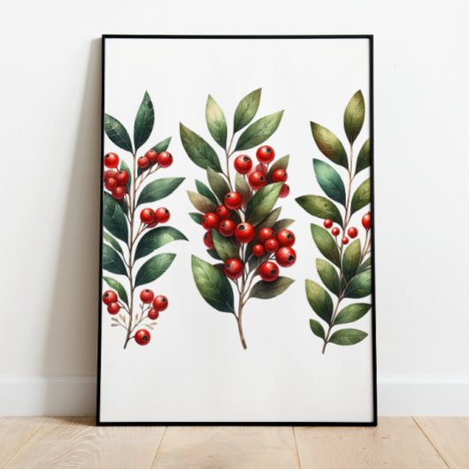 Berry Festive - Lush Winterberry Branches Poster