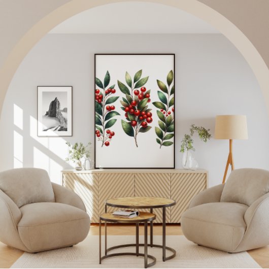 Berry Festive - Lush Winterberry Branches Poster