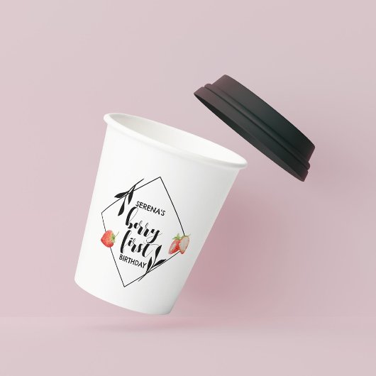 Berry First | 1e verjaardag | Aardbei | Modern Papieren Bekers