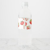 Berry First | 1e verjaardag | Aardbei | Patroon Waterfles Etiket (Achterkant)