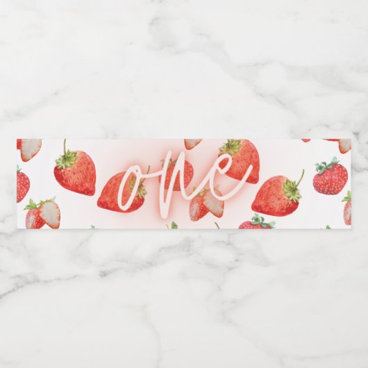 Berry First | 1e verjaardag | Aardbei | Patroon Waterfles Etiket (Enkel label)