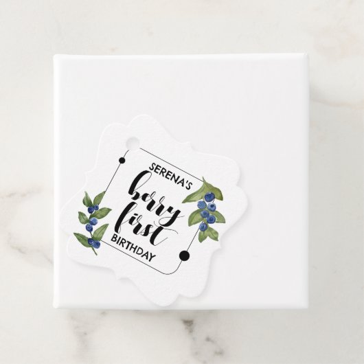 Berry First | 1e verjaardag | bosbes | Minimaal Bedankjes Labels (In situ)