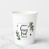 Berry First | 1e verjaardag | bosbes | Minimaal Papieren Bekers (Achterkant)