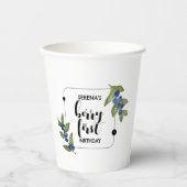 Berry First | 1e verjaardag | bosbes | Minimaal Papieren Bekers (Voorkant)