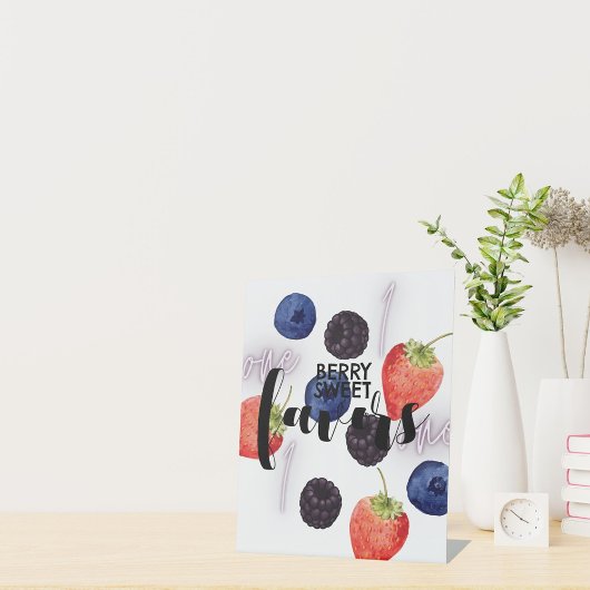 Berry First | 1e verjaardag | Gemengde bessen | Fa Reclamebord Met Voetstuk