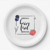 Berry First | 1e verjaardag | Gemengde bessen | Mi Papieren Bordje (Voorkant)