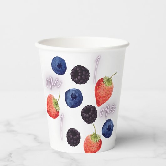 Berry First | 1e verjaardag | Gemengde bessen | Pa Papieren Bekers (Voorkant)