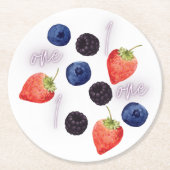 Berry First | 1e verjaardag | Gemengde bessen | Pa Ronde Kartonnen Onderzetter (Voorkant)