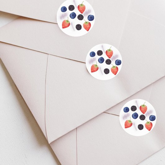 Berry First | 1e verjaardag | Gemengde bessen | Pa Ronde Sticker