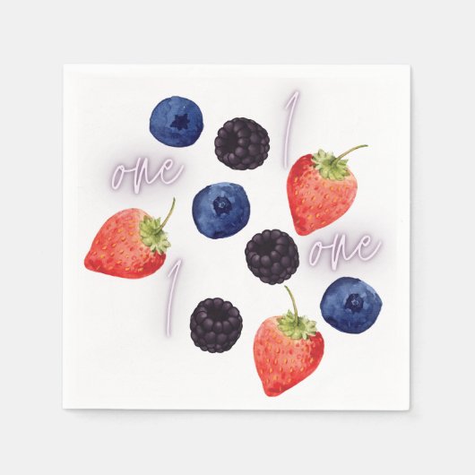 Berry First | 1e verjaardag | Gemengde bessen | Pa Servet (Voorkant)