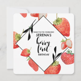 Berry First | 1e verjaardag | Moderne aardbei Bedankkaart