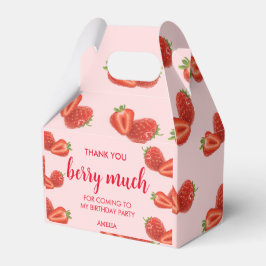 Berry First | Aardbei 1e verjaardag roze Bedankdoosjes