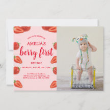 Berry First | Aardbei 1e verjaardag roze Foto