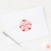 Berry First | Aardbei 1e verjaardag roze Ronde Sticker (Envelop)