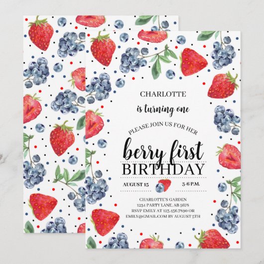 Berry First Aardbei en bosbes Kaart (Voorkant / Achterkant)