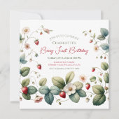 "Berry First" Aardbei Verjaardag Kaart (Voorkant)