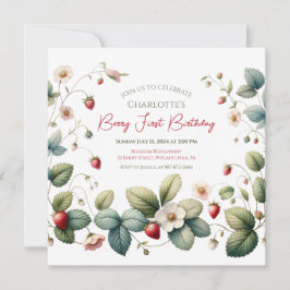 "Berry First" Aardbei Verjaardag Kaart