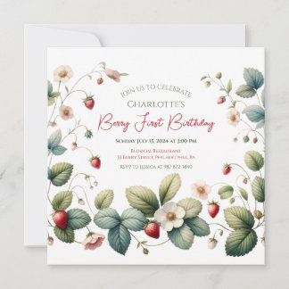 "Berry First" Aardbei Verjaardag Kaart