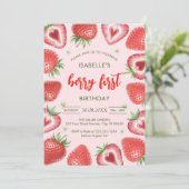 Berry First Birthday 1st Birthday Invitation Kaart (Staand voorkant)