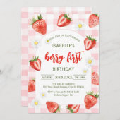 Berry First Birthday 1st Birthday Invitation Kaart (Voorkant / Achterkant)